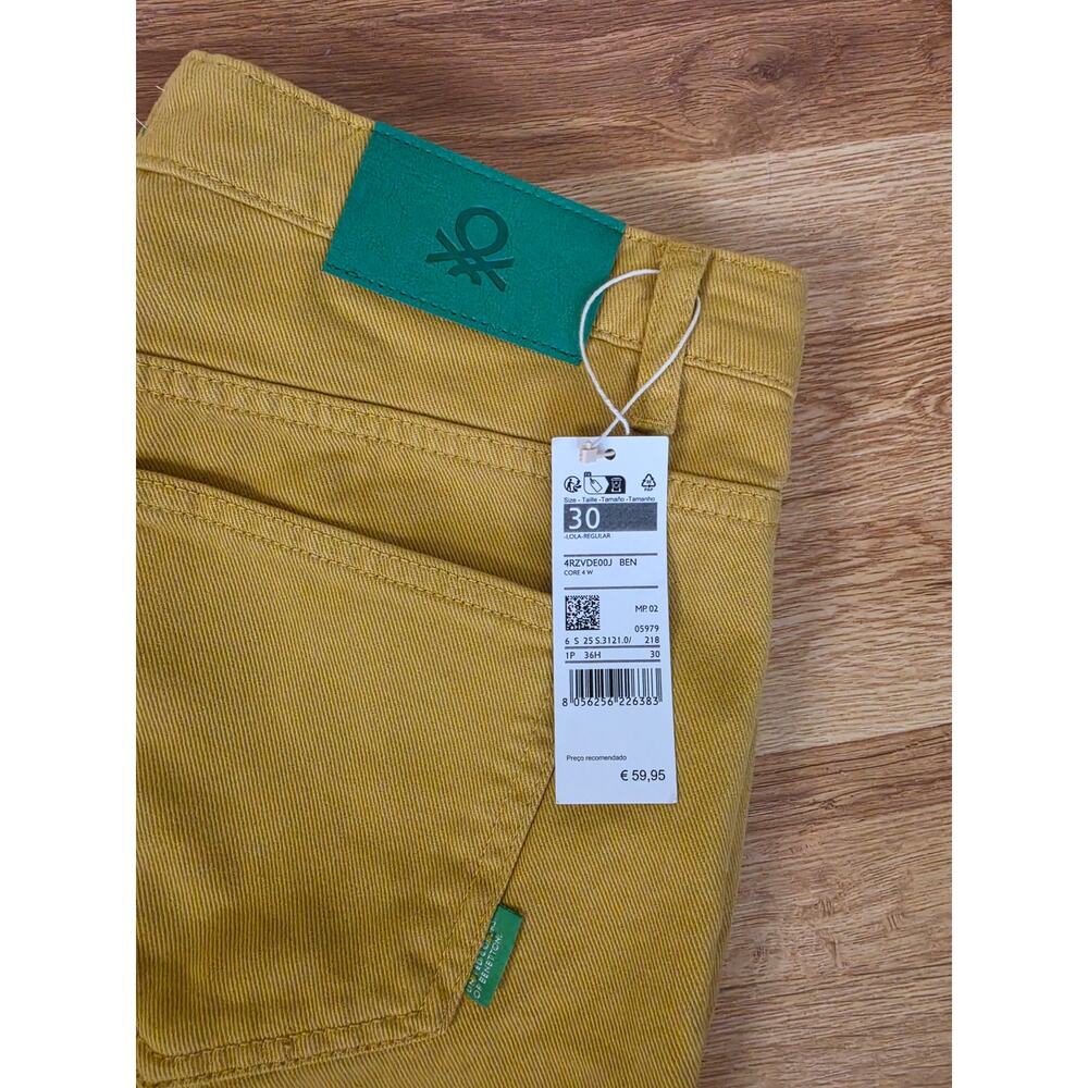 United Colors of Benetton Lola Regular Mustard Yellow Jeans Size 32x30 NWT - Picture 2 of 6